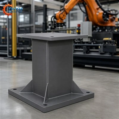 Welded Robotic Arm Support Pedestal | Machined Top Plate, Moment Rated, ISO 9001